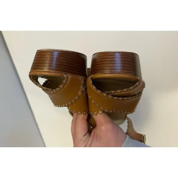 Michael Kors Womens Jessie Leather Platform Heel Sandals Size 10