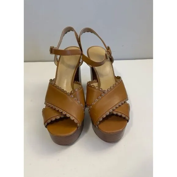 Michael Kors Womens Jessie Leather Platform Heel Sandals Size 10
