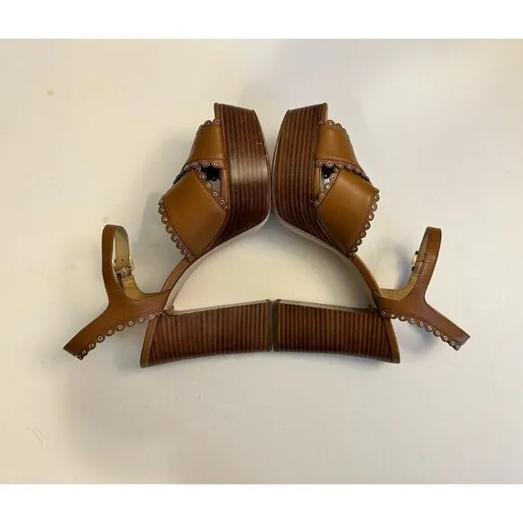 Michael Kors Womens Jessie Leather Platform Heel Sandals Size 10