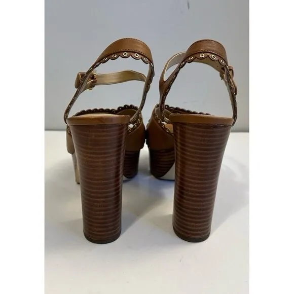 Michael Kors Womens Jessie Leather Platform Heel Sandals Size 10