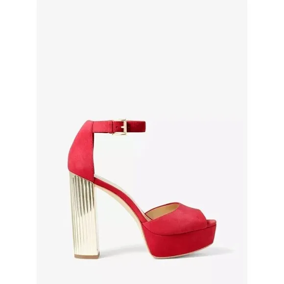 Michael Kors Women's Suede Porter Platform Sandals open Toe Red Crimson size 10