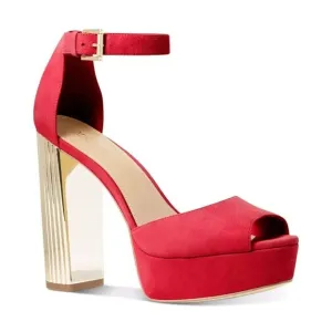 Michael Kors Women's Suede Porter Platform Sandals open Toe Red Crimson size 10