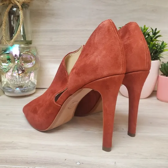 MICHAEL Michael Kors Elodie Elegant Peep-Toe Suede Heels Womens 8.5 Dusty Rose*