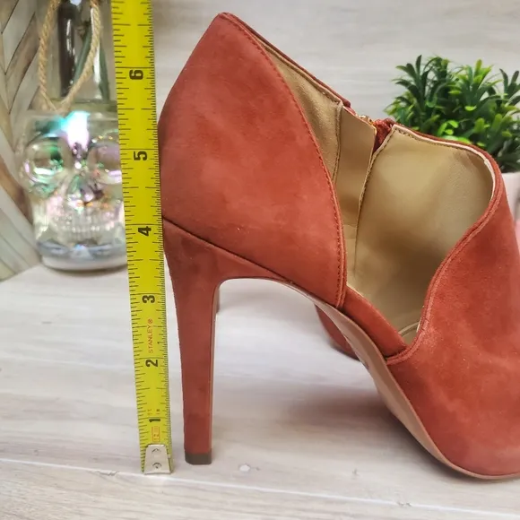 MICHAEL Michael Kors Elodie Elegant Peep-Toe Suede Heels Womens 8.5 Dusty Rose*