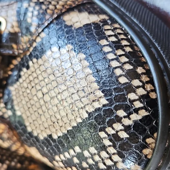 MISTER BROWN PYTHON PRINT/ CALF-SKIN LEATHER HIGH-TOP SNEAKERS