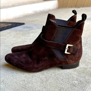 Miu Miu womens 39.5 9.5 brown suede leather point toe ankle bootie shoes EUC