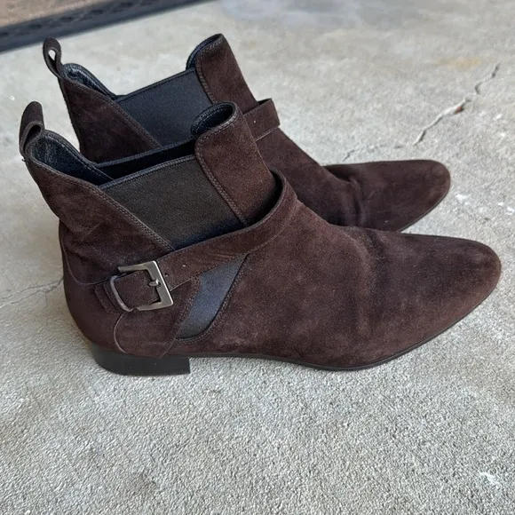 Miu Miu womens 39.5 9.5 brown suede leather point toe ankle bootie shoes EUC