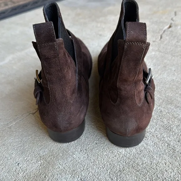 Miu Miu womens 39.5 9.5 brown suede leather point toe ankle bootie shoes EUC