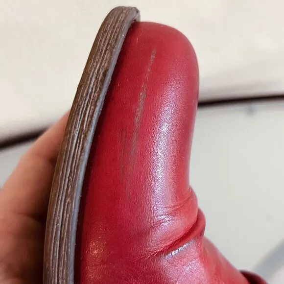 Miz Mooz Leighton Red Leather Strapped Mid Boots Women's Size 8 Portugal