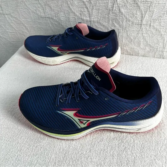 Mizuno Mens 12 Wave Rebellion Running Shoes Princess Blue Paradise Pink PR1A