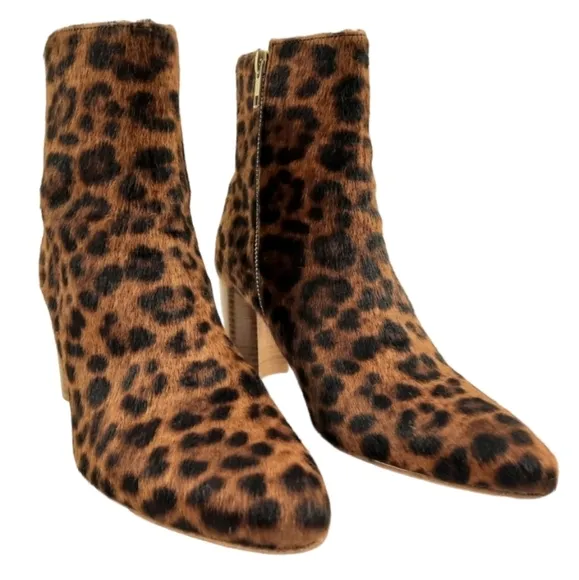 Mob Wife A.P.C. LIV Calf Hair Leather Ankle Boot Leopard Animal Print Pony 9