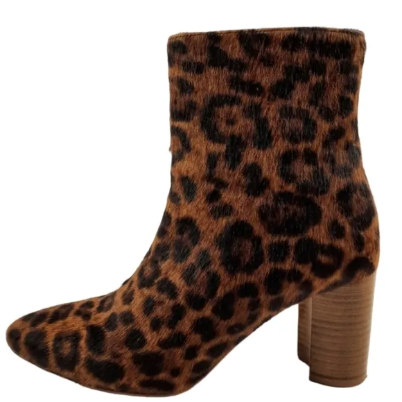 Mob Wife A.P.C. LIV Calf Hair Leather Ankle Boot Leopard Animal Print Pony 9