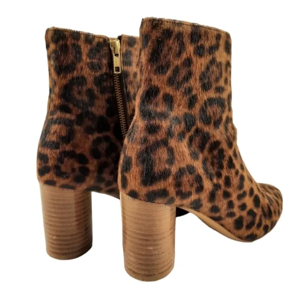 Mob Wife A.P.C. LIV Calf Hair Leather Ankle Boot Leopard Animal Print Pony 9
