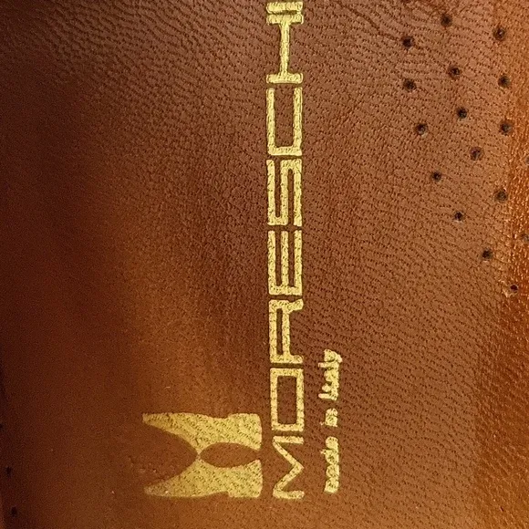 MORESCHI Made In ITALY Tan And Brown Leather Driving Shoe Men 8.5