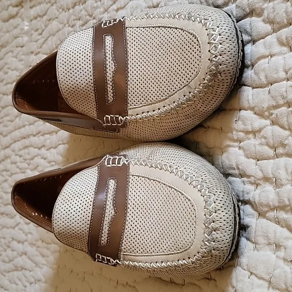 MORESCHI Made In ITALY Tan And Brown Leather Driving Shoe Men 8.5