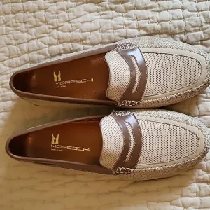 MORESCHI Made In ITALY Tan And Brown Leather Driving Shoe Men 8.5