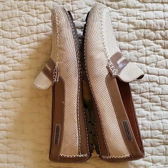 MORESCHI Made In ITALY Tan And Brown Leather Driving Shoe Men 8.5