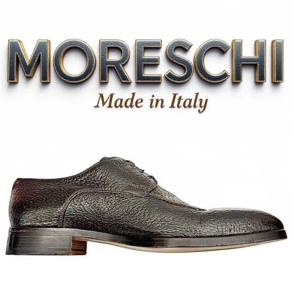 Moreschi Mens Brown Exotic Peccary Skin Split Toe Dress Shoes Size 10 Medium EUC