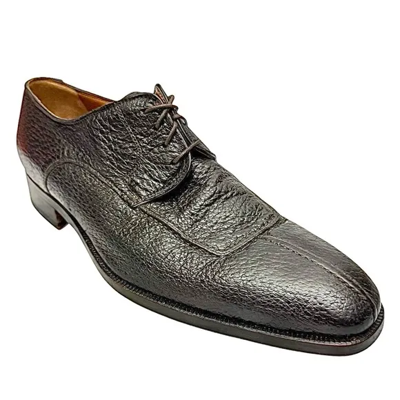 Moreschi Mens Brown Exotic Peccary Skin Split Toe Dress Shoes Size 10 Medium EUC