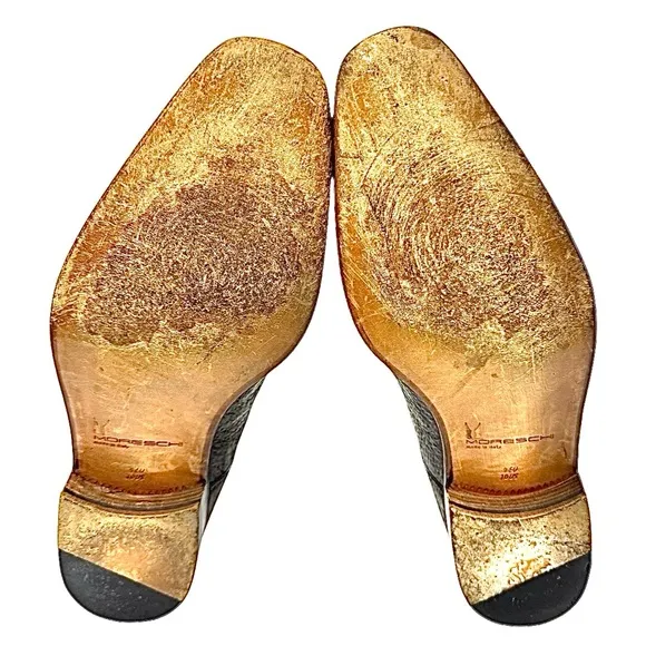 Moreschi Mens Brown Exotic Peccary Skin Split Toe Dress Shoes Size 10 Medium EUC