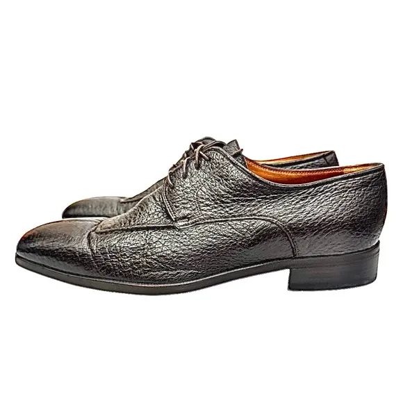 Moreschi Mens Brown Exotic Peccary Skin Split Toe Dress Shoes Size 10 Medium EUC