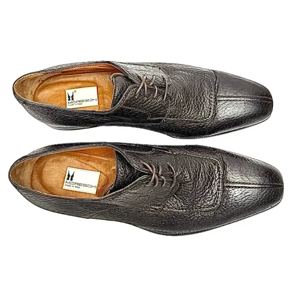 Moreschi Mens Brown Exotic Peccary Skin Split Toe Dress Shoes Size 10 Medium EUC