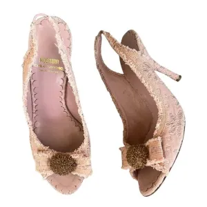 Moschino Cheap And Chic Women’s Open Toe Pink Boucle Fabric Pump Heels Size 38