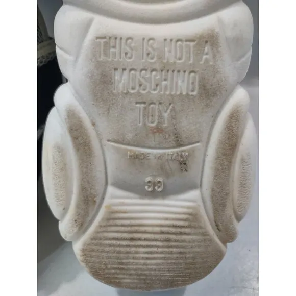 Moschino Kids Girls US Size 2 Black &amp; White Platform Teddy Logo Strap Sandals 33