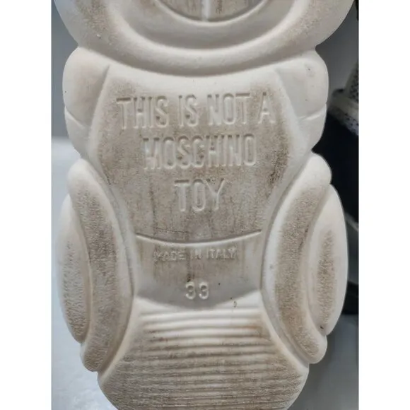 Moschino Kids Girls US Size 2 Black &amp; White Platform Teddy Logo Strap Sandals 33