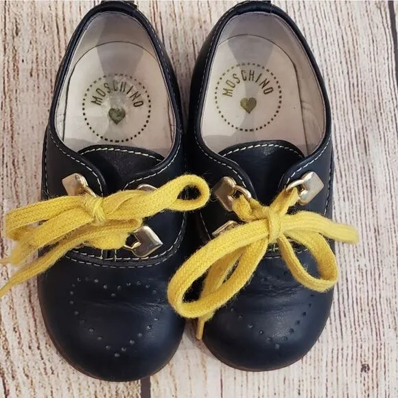 Moschino Kids Navy Leather Shoes