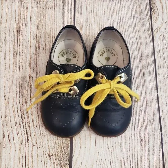 Moschino Kids Navy Leather Shoes