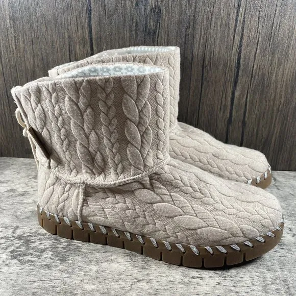 MUK LUKS Cable Knit Boots Hoboken Blush Women’s Size 9