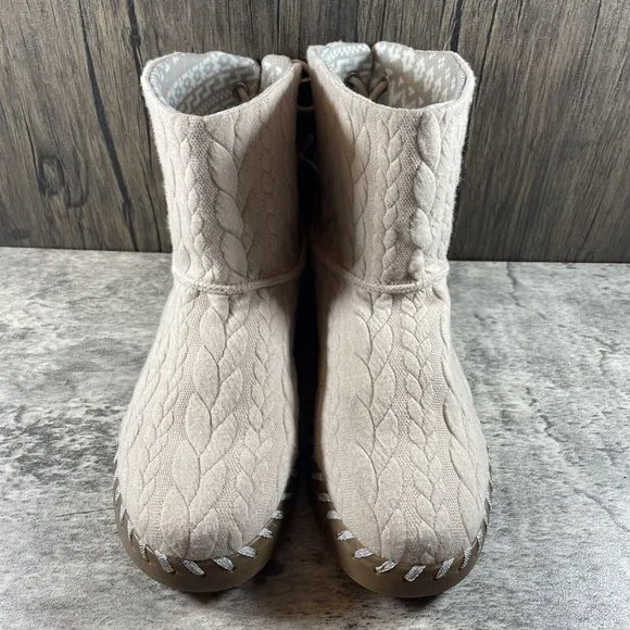 MUK LUKS Cable Knit Boots Hoboken Blush Women’s Size 9