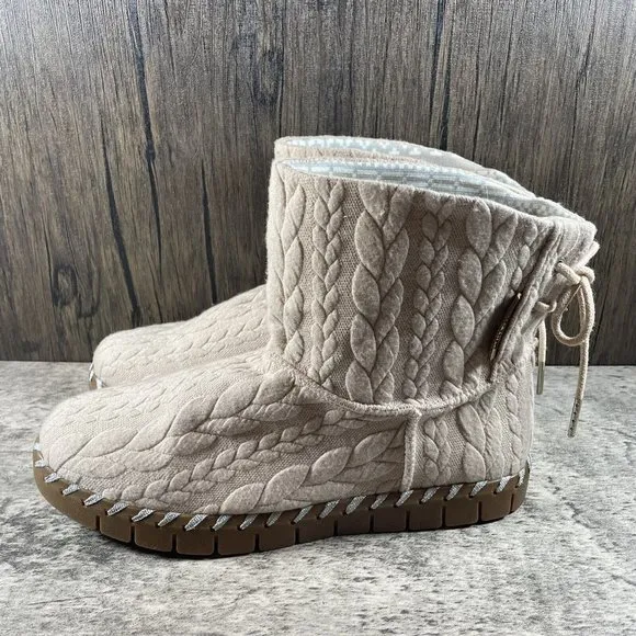 MUK LUKS Cable Knit Boots Hoboken Blush Women’s Size 9