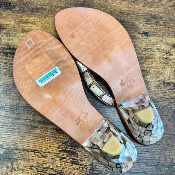 MYSTIQUE HANDMADE MOTHER OF PEARL BEADED SANDALS