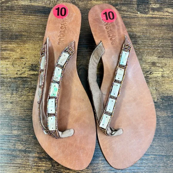 MYSTIQUE HANDMADE MOTHER OF PEARL BEADED SANDALS