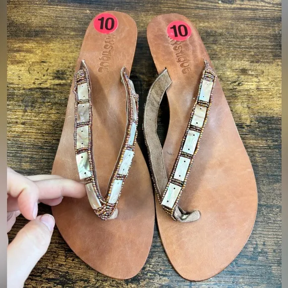 MYSTIQUE HANDMADE MOTHER OF PEARL BEADED SANDALS