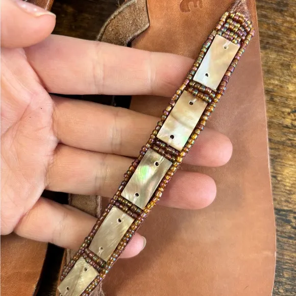 MYSTIQUE HANDMADE MOTHER OF PEARL BEADED SANDALS