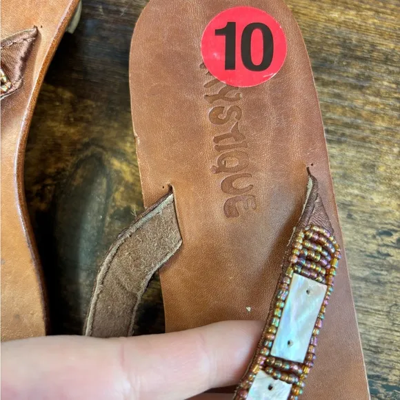 MYSTIQUE HANDMADE MOTHER OF PEARL BEADED SANDALS