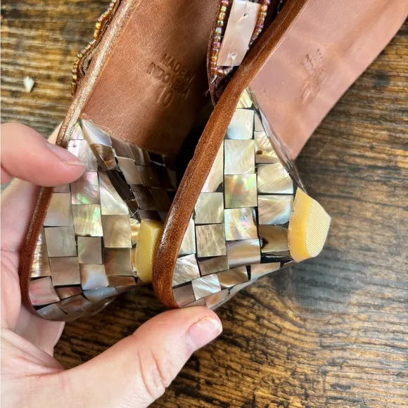 MYSTIQUE HANDMADE MOTHER OF PEARL BEADED SANDALS