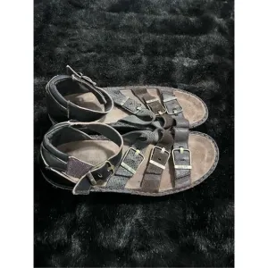 Naot Begonia Women's Size 41 Brown Leather Buckles Wedge Gladiator Sandals Shoes
