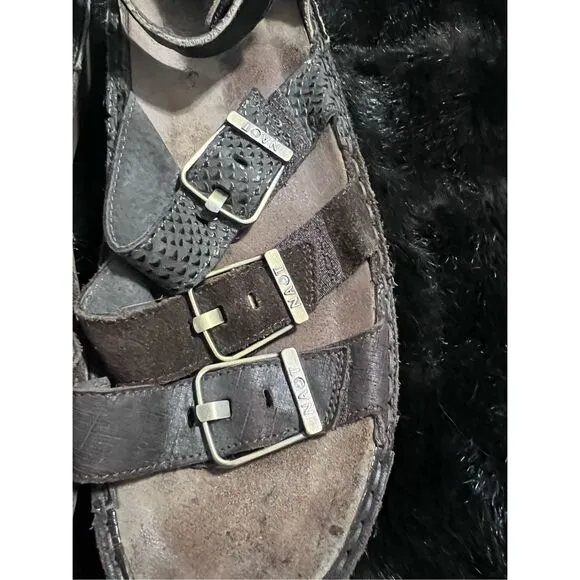 Naot Begonia Women's Size 41 Brown Leather Buckles Wedge Gladiator Sandals Shoes