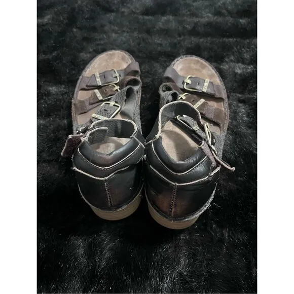 Naot Begonia Women's Size 41 Brown Leather Buckles Wedge Gladiator Sandals Shoes
