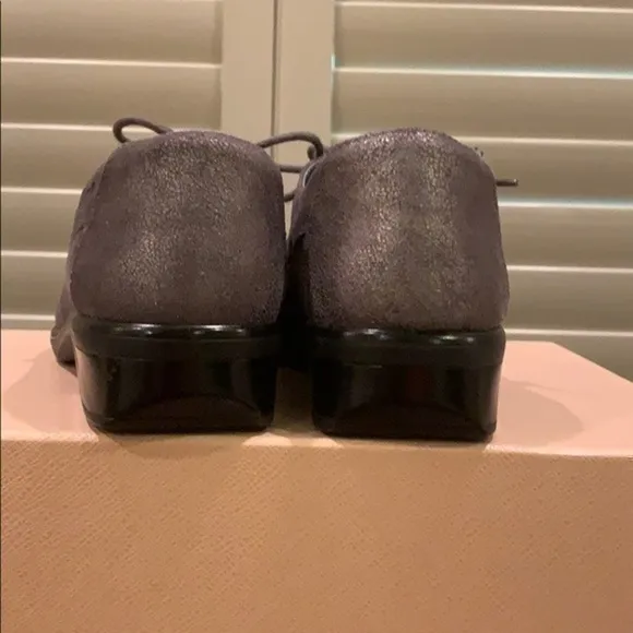 NAOT lace up pewter/metallic leather flats