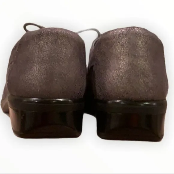 NAOT lace up pewter/metallic leather flats