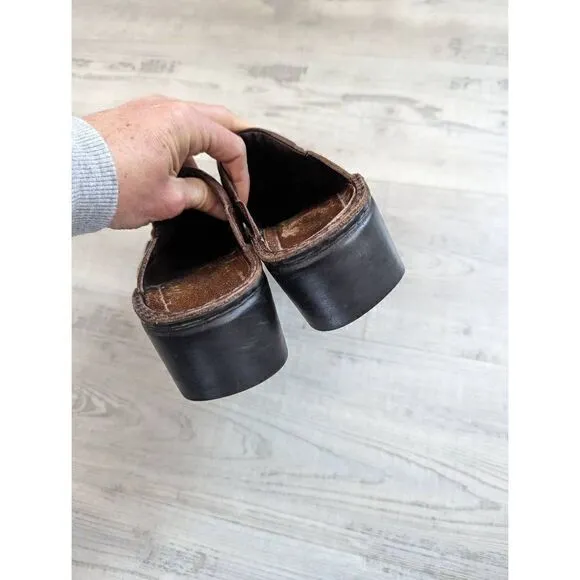 Naot Mule Slides Shoes women's size 37 (7) brown textured leather slip on