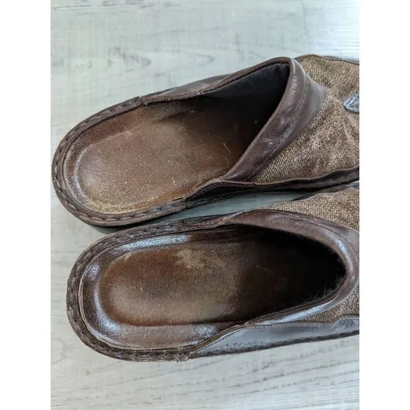 Naot Mule Slides Shoes women's size 37 (7) brown textured leather slip on