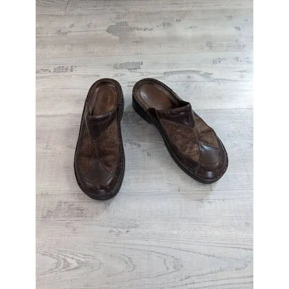 Naot Mule Slides Shoes women's size 37 (7) brown textured leather slip on