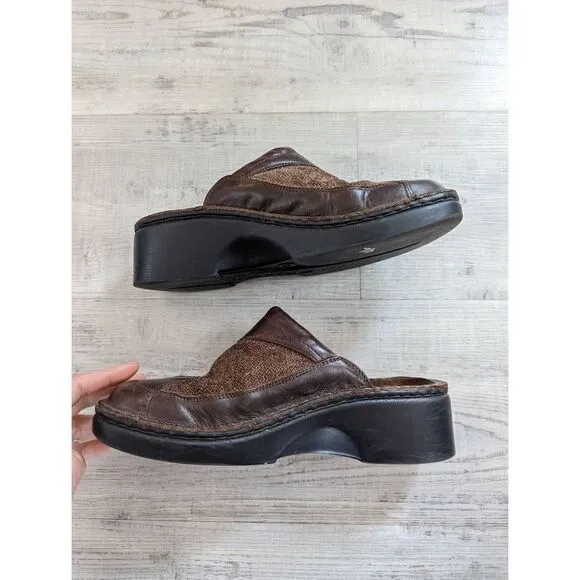 Naot Mule Slides Shoes women's size 37 (7) brown textured leather slip on