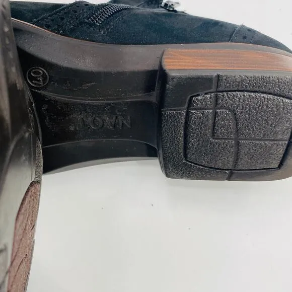 Naot Nefasi Suede Leather Blue Perforated Accent Ankle Bootie Size 40 US 9-9.5